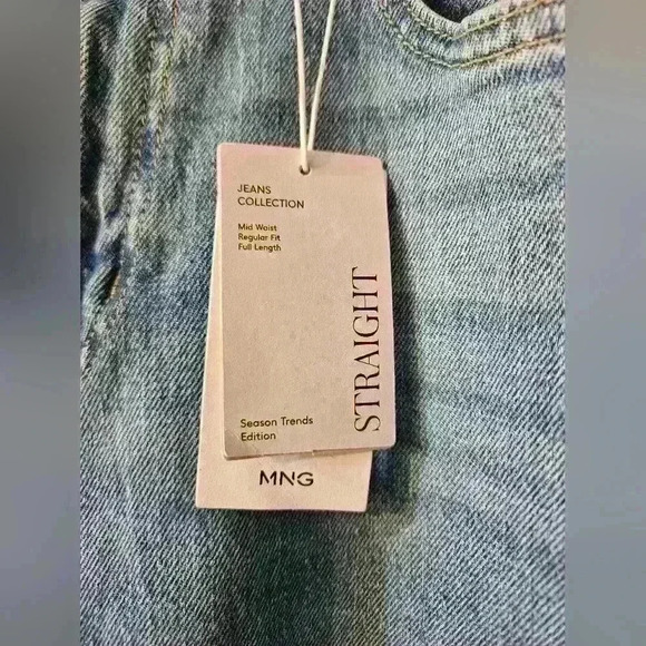 NWT MANGO Medium-rise Straight Jeans With Slits - Picture 7 of 7